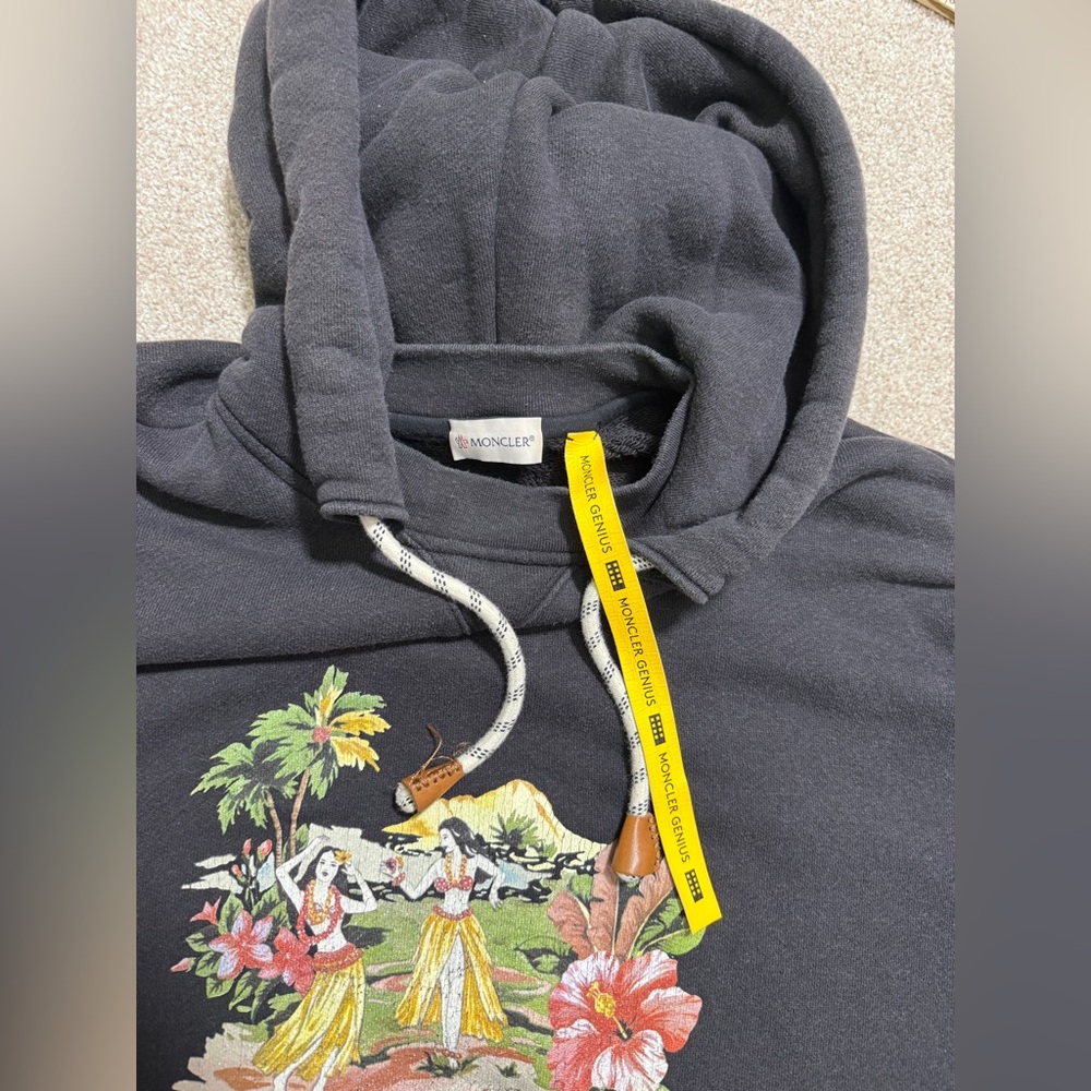 MONCLER X PALM ANGELS Collab Ladies Tropical Long Hoodie size Medium Oversized - Picture 14 of 16